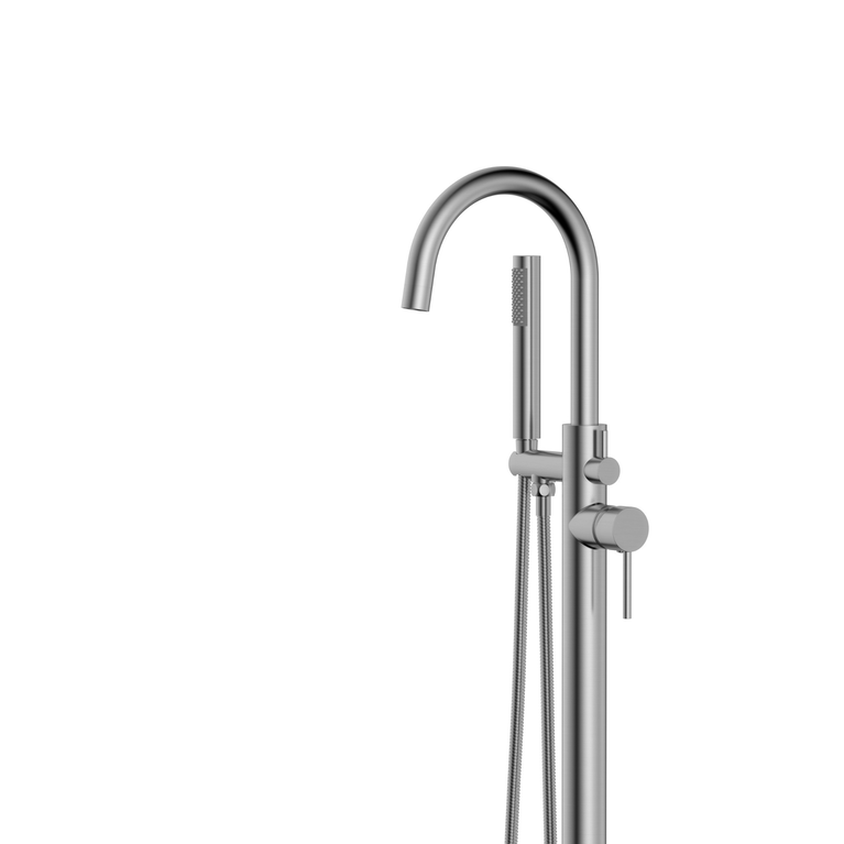 Robinetterie SERENITA pour bain autoportante - rond acier brossé