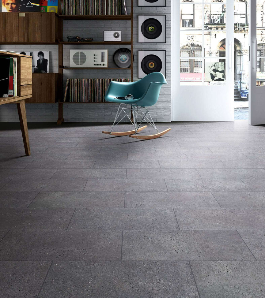 Céramique 24x24 charbon - Stone Cement | Entrepôt de la Réno