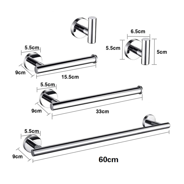 Ensemble d'accessoires de salle de bain - Chrome rond 24" | Entrepôt de la Réno