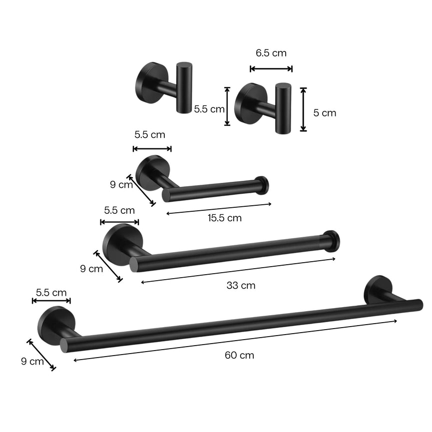 Ensemble d'accessoires de salle de bain - Noir rond 24" | Entrepôt de la Réno