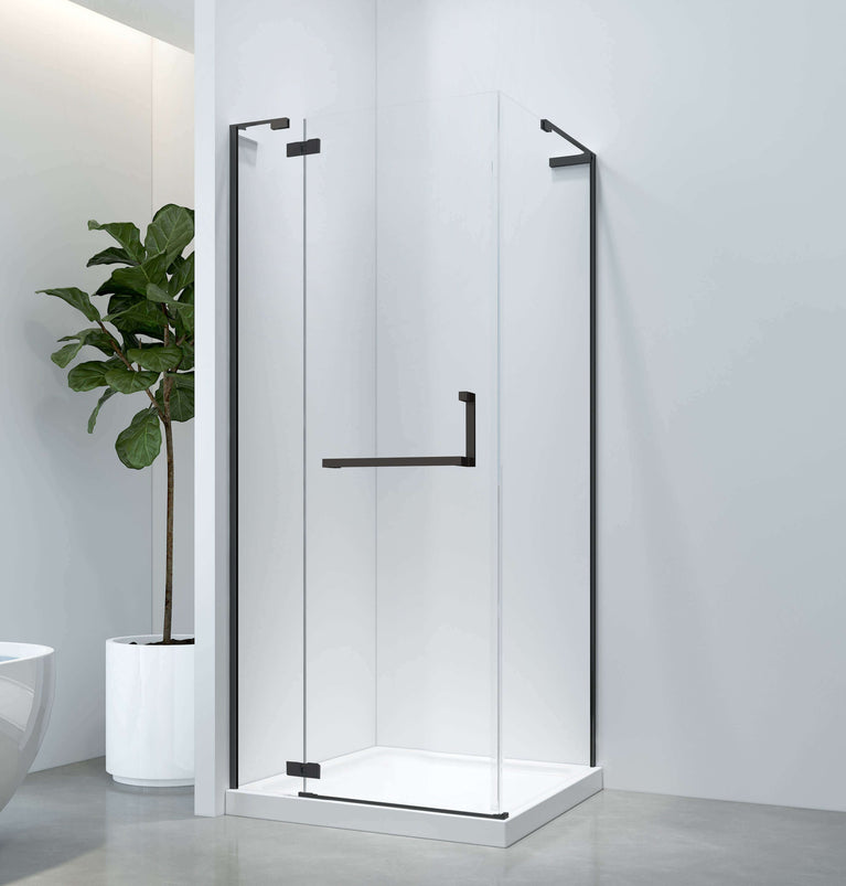 Douche (Base et Vitres inclus) noire 36"X36" en coin | Entrepôt de la Réno