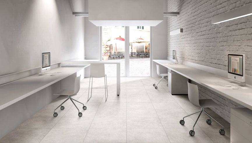 Céramique Stone Cement Bianco | Entrepôt de la Réno