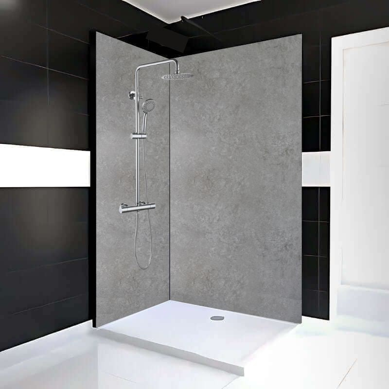 Mur de douche en PVC effet béton gris mat 48 po x 96 po | Entrepôt de la Réno
