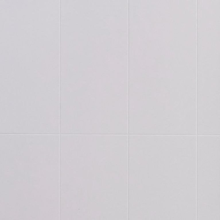 Mur de douche en PVC effet céramique (6 po x 20 po) blanc sur blanc mat 48 po x 96 po | Entrepôt de la Réno