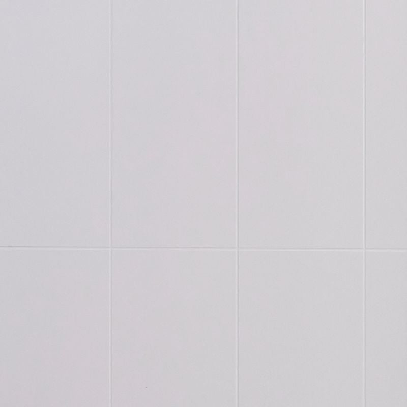 Mur de douche en PVC effet céramique (6 po x 20 po) blanc sur blanc mat 48 po x 96 po | Entrepôt de la Réno
