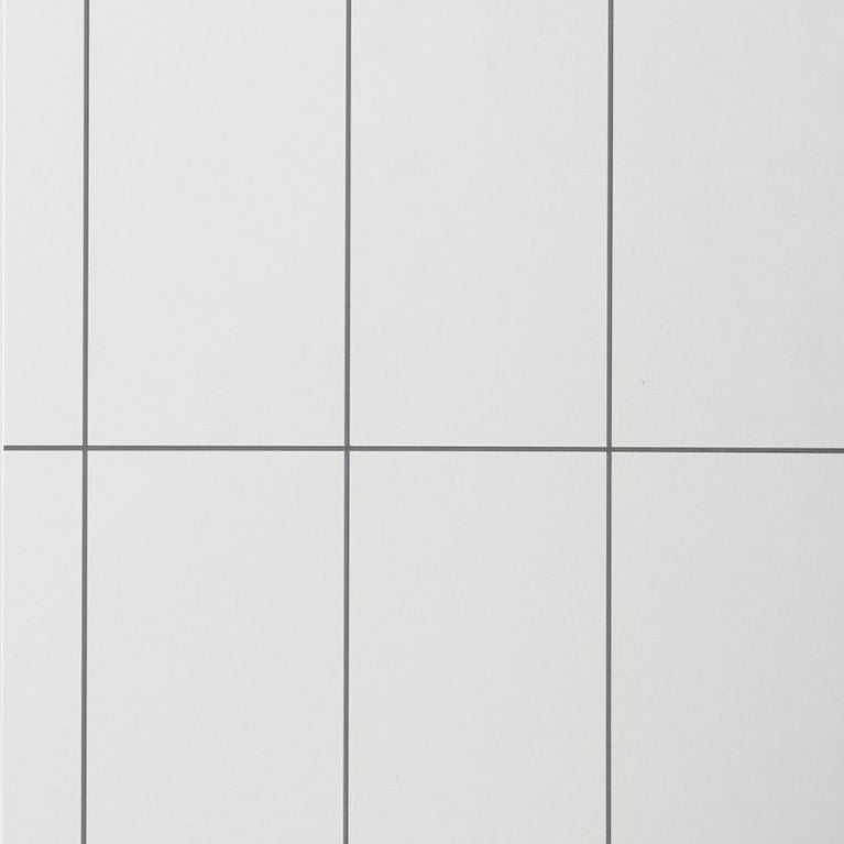 Mur de douche en PVC effet céramique (6 po x 20 po) blanc sur gris mat 48 po x 96 po | Entrepôt de la Réno