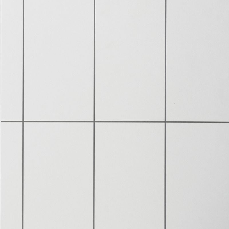 Mur de douche en PVC effet céramique (6 po x 20 po) blanc sur gris mat 48 po x 96 po | Entrepôt de la Réno