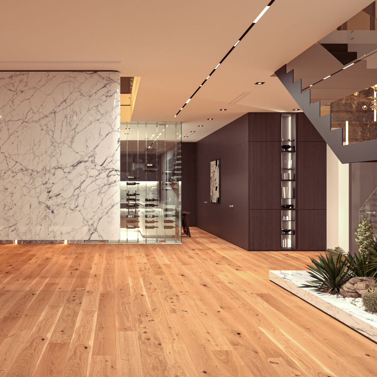 Plancher d'ingénierie chêne blanc - Grade authentique - Naturel - 7 1/2" de largeur | Entrepôt de la Réno