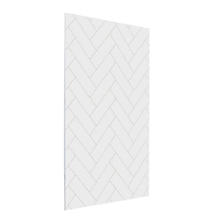 Mur de douche en PVC effet céramique à motif chevron blanc 48 po x 96 po | Entrepôt de la Réno