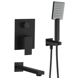 Matte Black Square Bath Faucet with Hand Shower