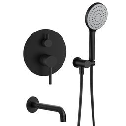 Matte Black Round Bath Faucet with Hand Shower