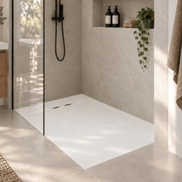 Base de douche en SMC avec drain latéral - blanche