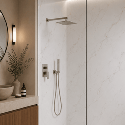 Robinetterie CASCATA de douche - carré acier brossé