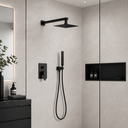 Robinetterie CASCATA de douche - carré noir mat