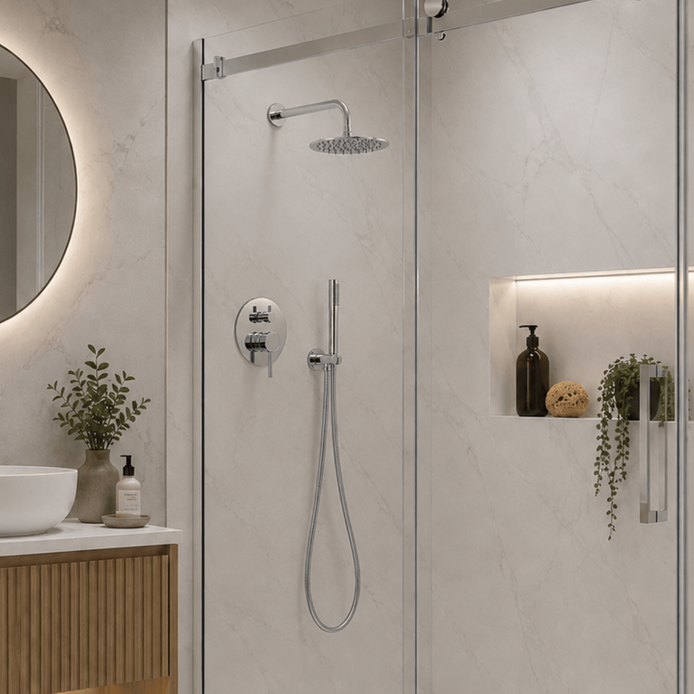Robinetterie CASCATA de douche - rond chrome