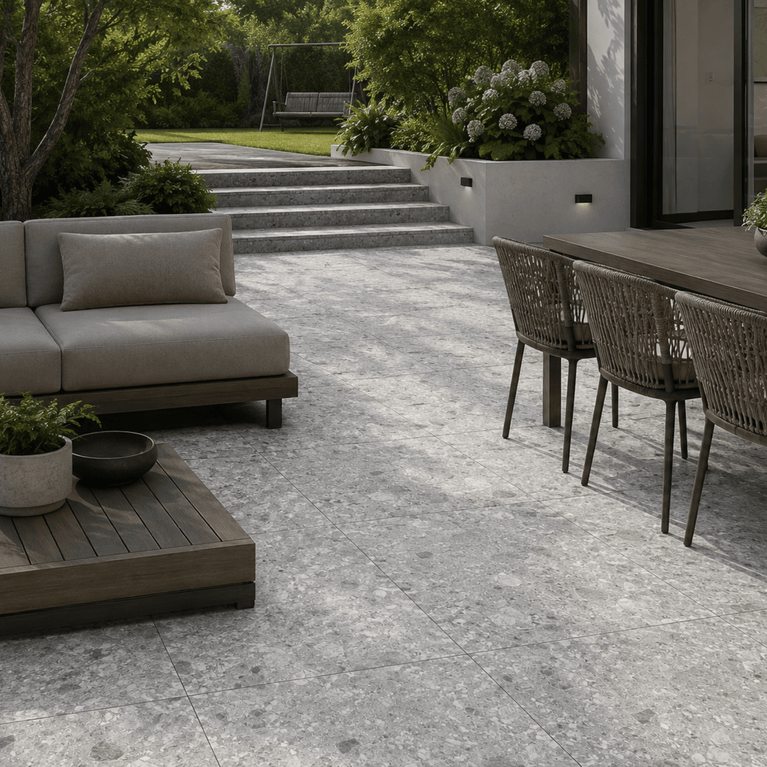 Tuile Extérieure 24x24 Terrazzo Grigio Mat