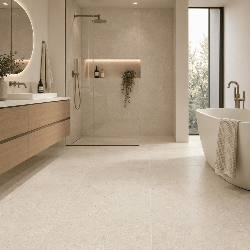 24x24 Stone Cement Ivory Matte Ceramic