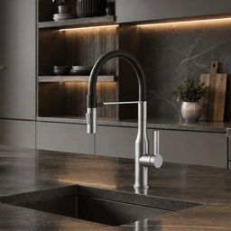 ETERNO kitchen faucet with flexible hose – brushed steel