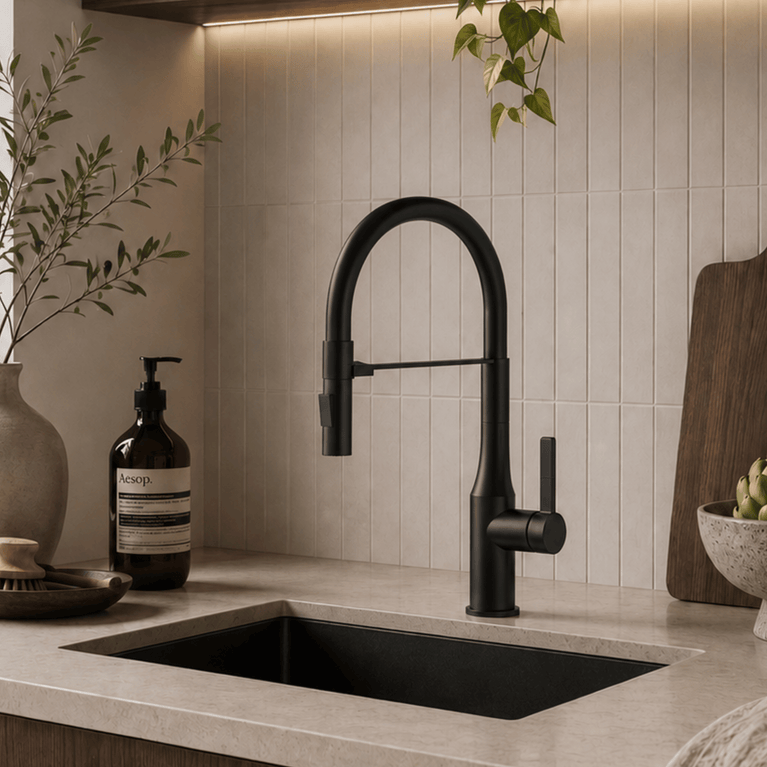 Robinet ETERNO de cuisine avec tuyau flexible - noir mat