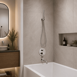 Robinetterie SERENITA murale pour bain douche rond chrome