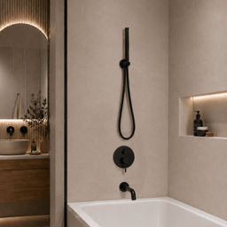 Robinetterie SERENITA murale pour bain douche rond noir mat