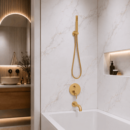 Robinetterie SERENITA murale pour bain douche rond or brossé
