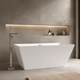 Robinetterie SERENITA pour bain autoportante - carré acier brossé