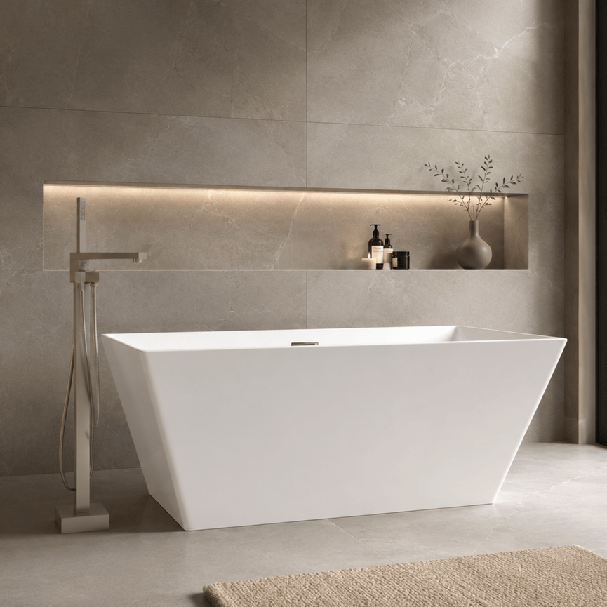 Robinetterie SERENITA pour bain autoportante - carré acier brossé