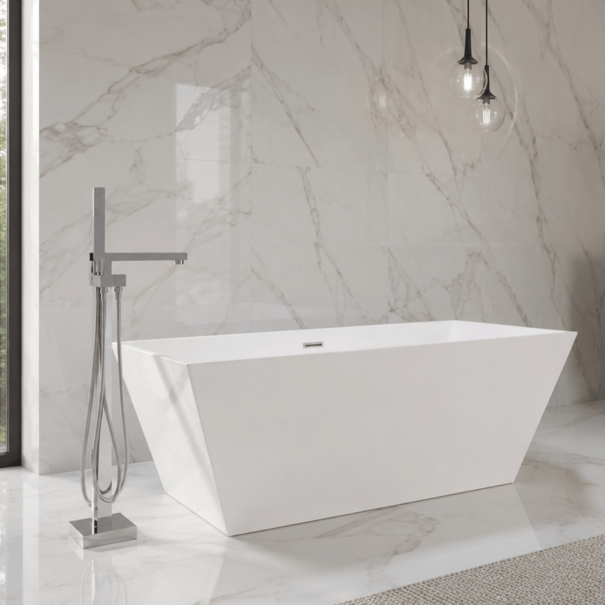Robinetterie SERENITA pour bain autoportante - carré chrome