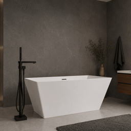 Robinetterie SERENITA pour bain autoportante - carré noir mat