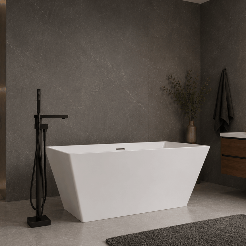 Robinetterie SERENITA pour bain autoportante - carré noir mat