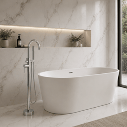 Robinetterie SERENITA pour bain autoportante - rond chrome