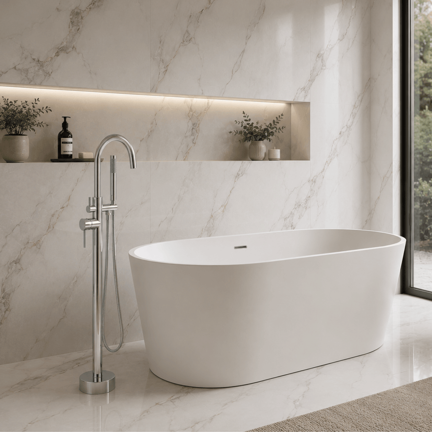 Robinetterie SERENITA pour bain autoportante - rond chrome