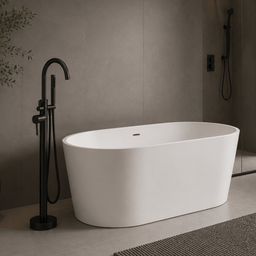 Robinetterie SERENITA pour bain autoportante - rond noir mat