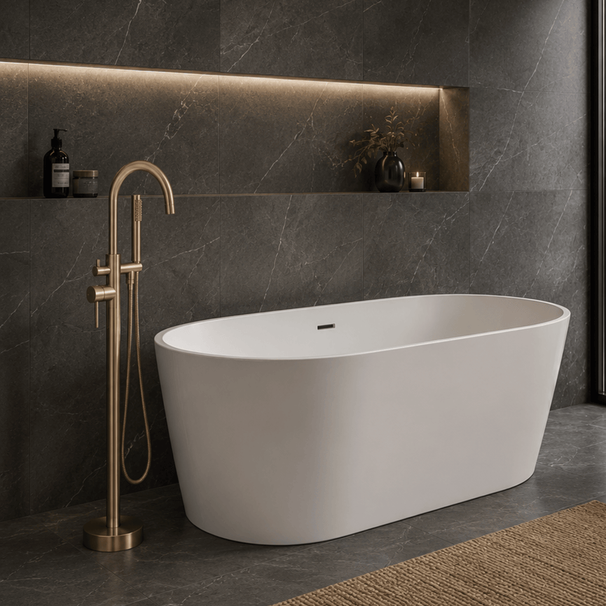 Robinetterie SERENITA pour bain autoportante - rond or brossé