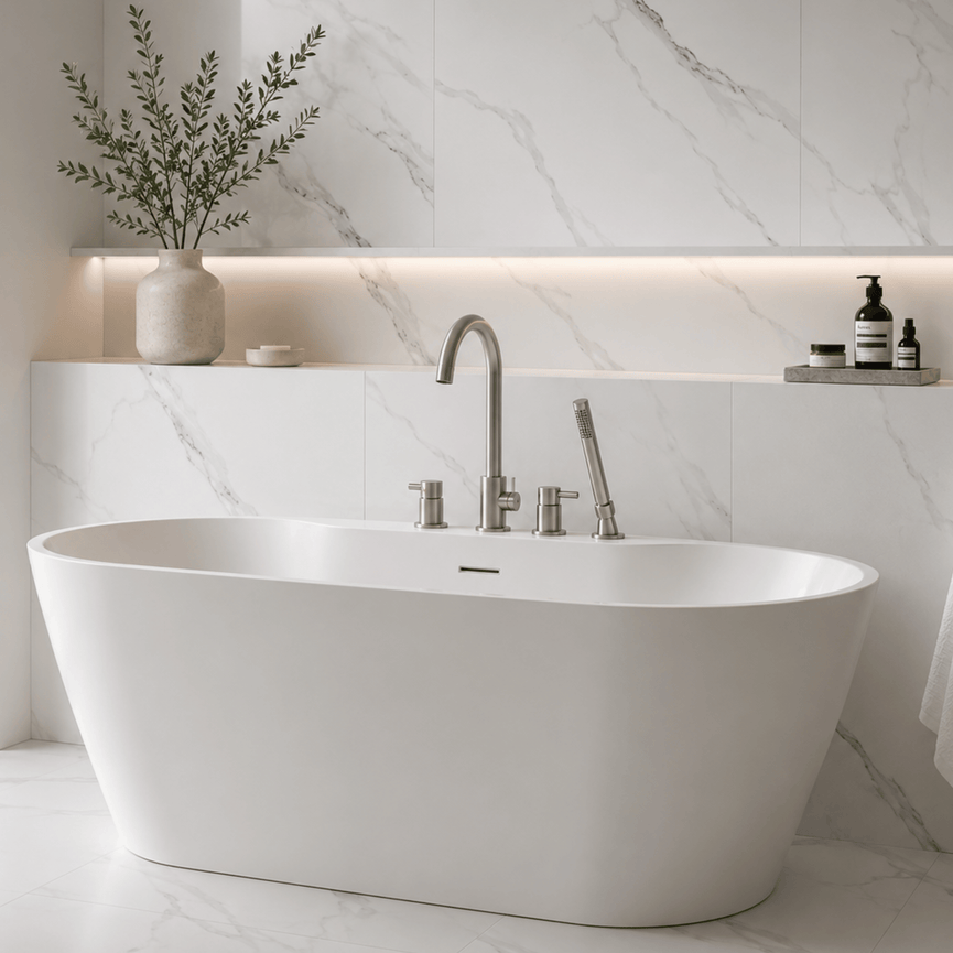 Robinetterie SERENITA sur bain - acier brossé
