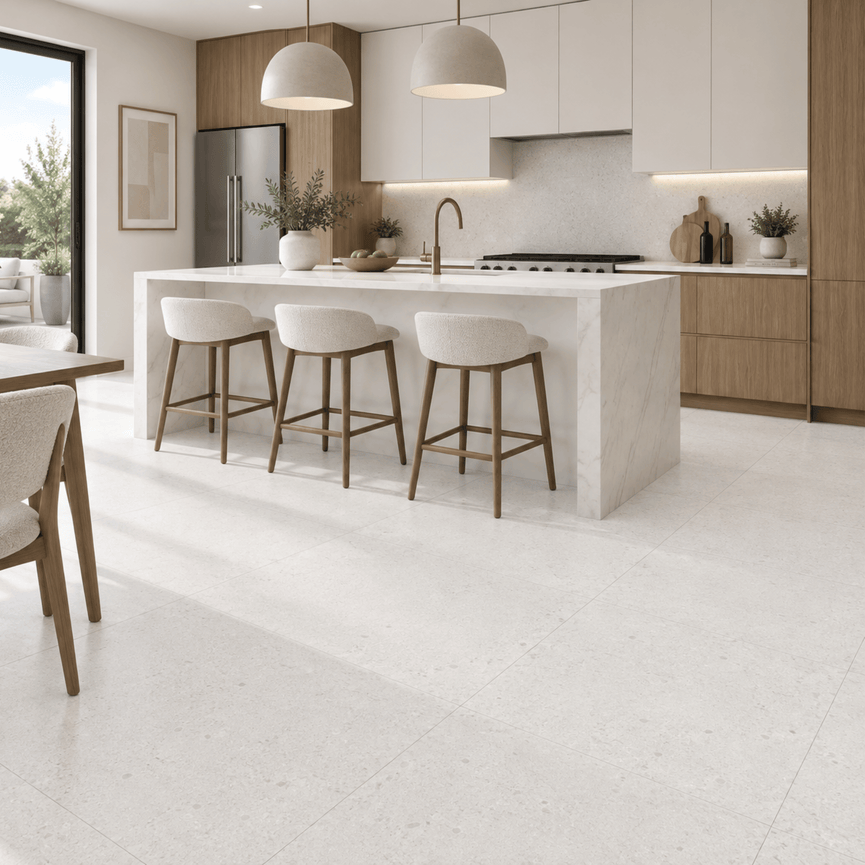 24x24 Stone Cement White Matte Ceramic