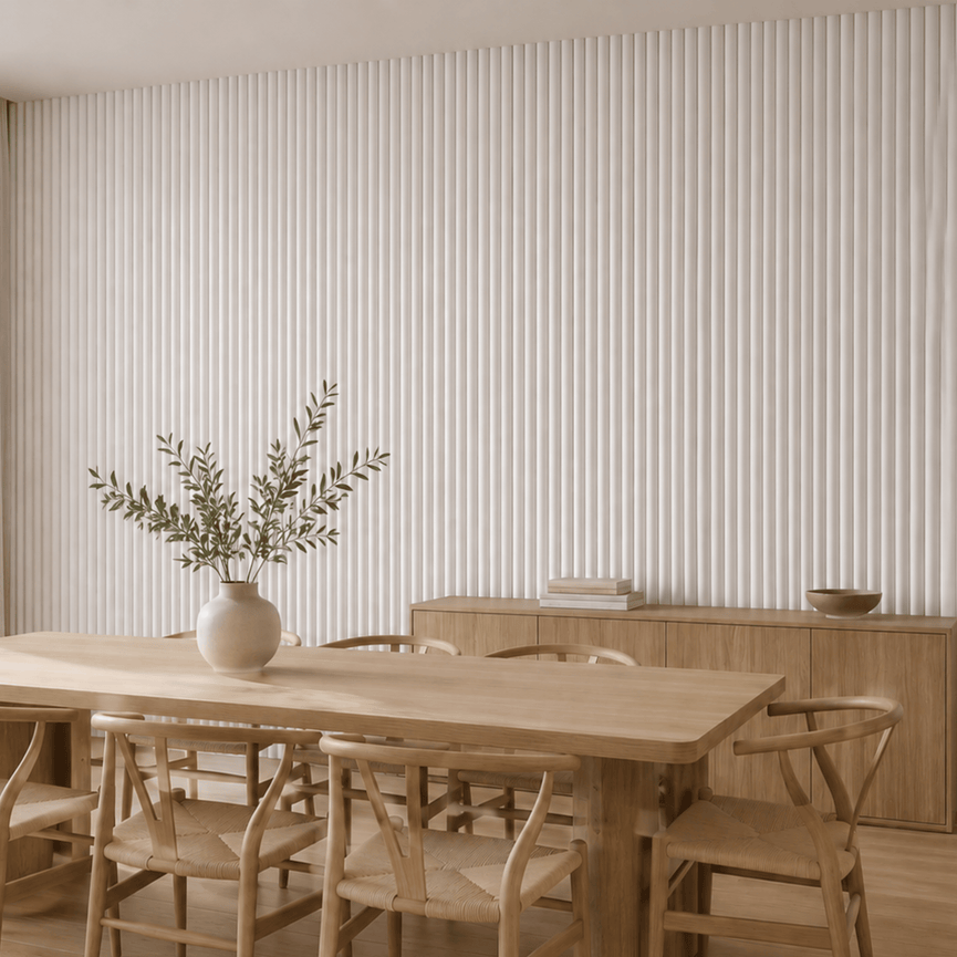 Panneau décoratif mural WPC – demi-rond blanc
