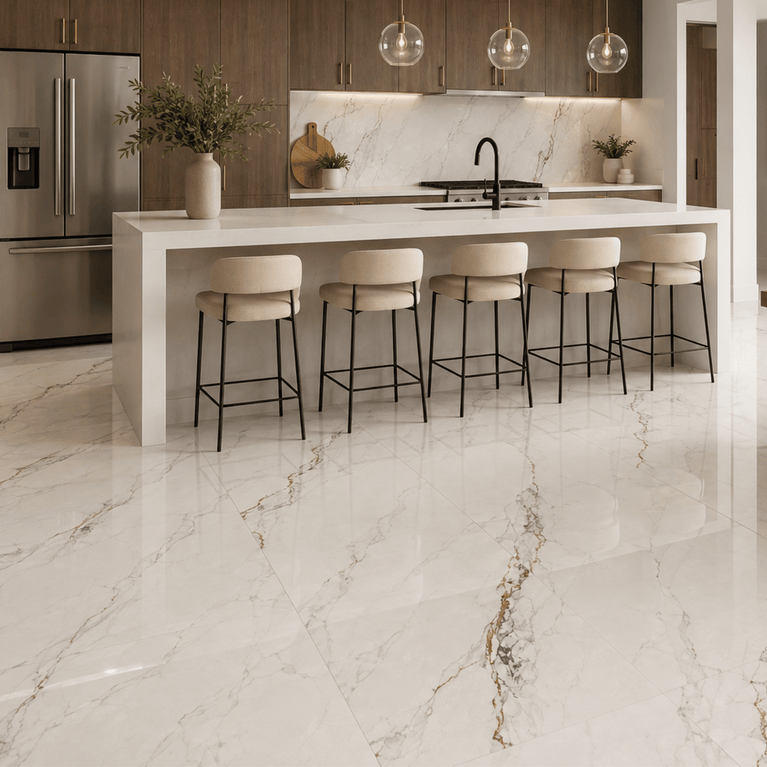 Glossy Calacatta Victoria Gold 24x48 Ceramic