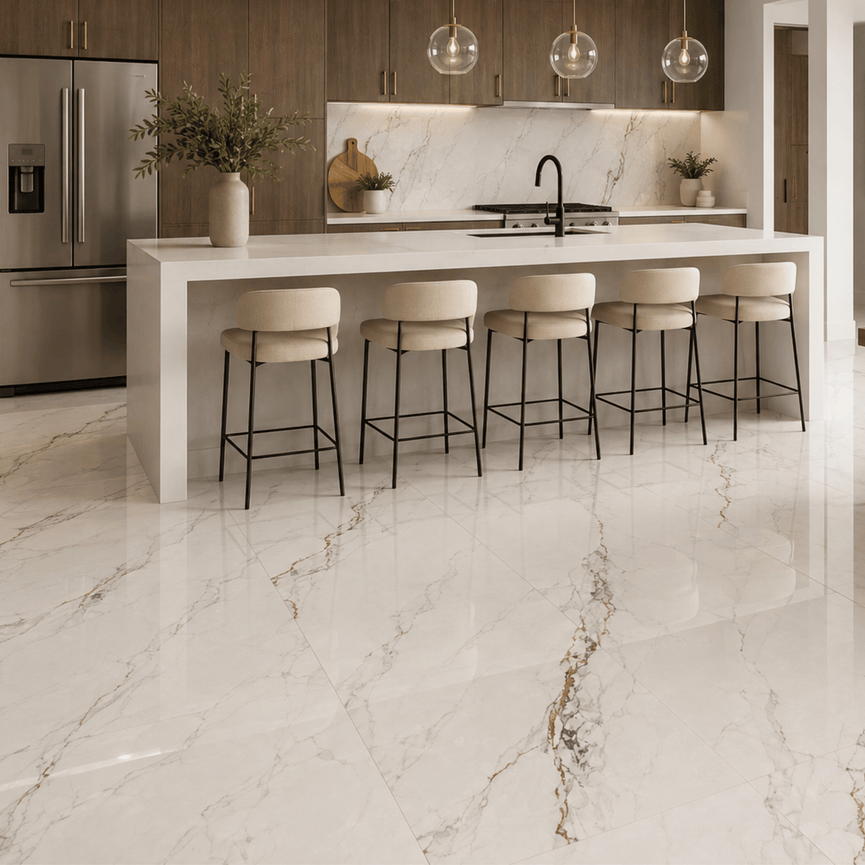 Glossy Calacatta Victoria Gold 24x48 Ceramic