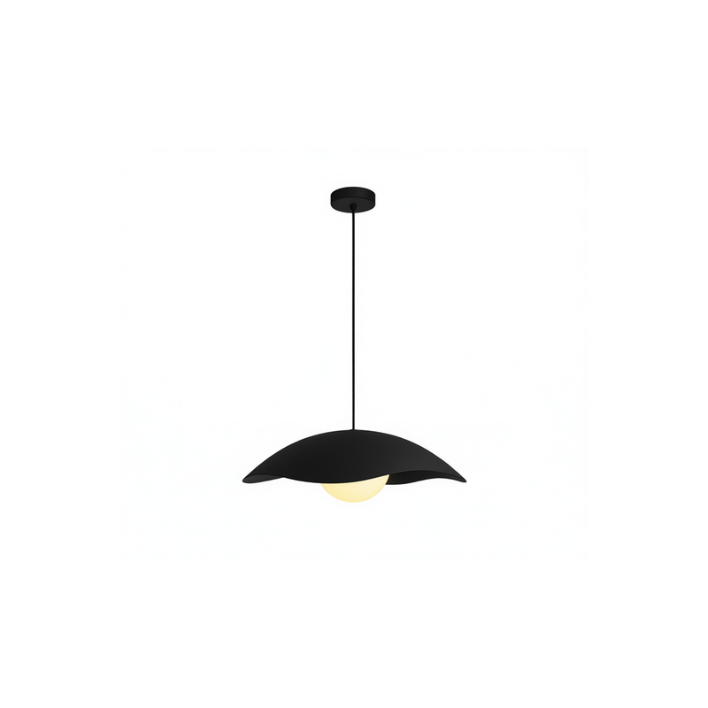 AURORA - Luminaire suspendu silhouette arrondie et fluide 16" - Noir mat