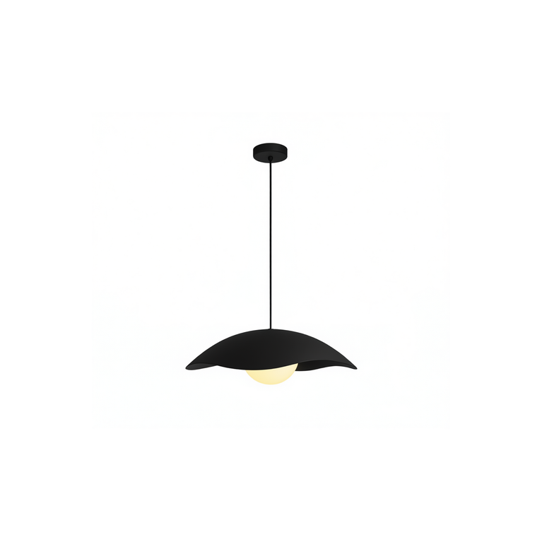 AURORA - Luminaire suspendu silhouette arrondie et fluide 16" - Noir mat