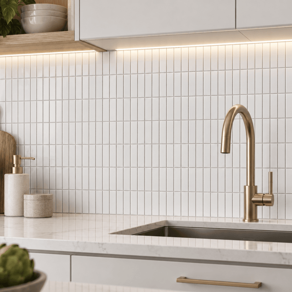 Céramique mosaïque murale 1x3 Blanc