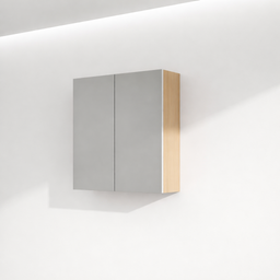 Wall cabinet 26 x 24 inches with 2 mirror doors - natural wood
