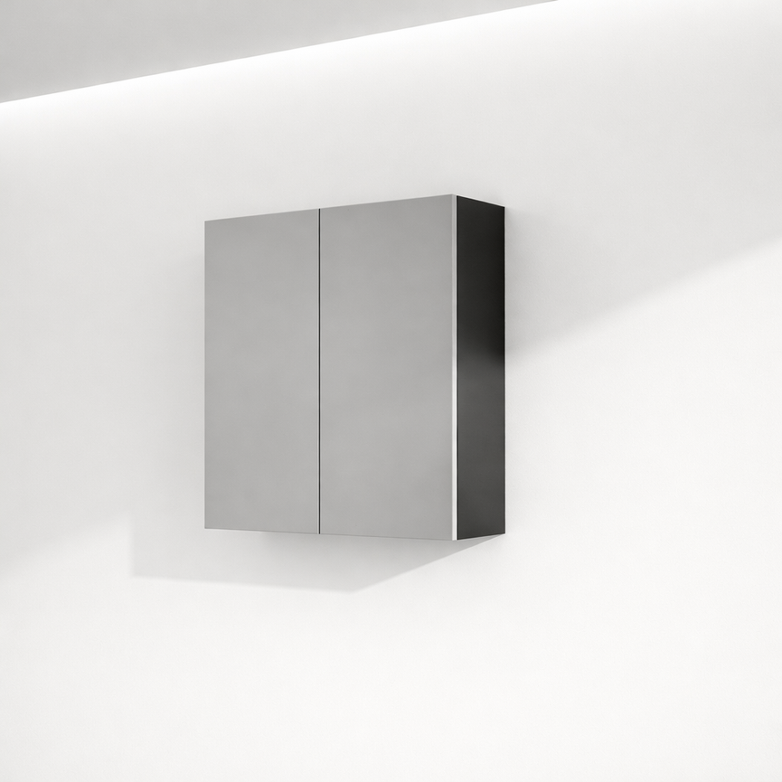 Wall cabinet 26 x 24 inches with 2 mirror doors - matte black