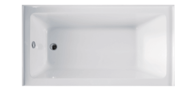 High-quality white acrylic alcove bathtub with left-side configuration, measuring 60 inches by 30 inches. Features a modern rectangular design with clean lines, smooth interior surface, and visible drain. Ideal for luxurious bathroom renovations and contemporary home decor.