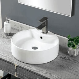 Lavabo rond 584, porcelaine 18 3/8 x 15 x 6 5/8 po, blanc | Entrepôt de la Réno