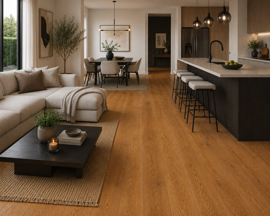 Plancher d'ingénierie chêne blanc - Grade exclusif - Granola