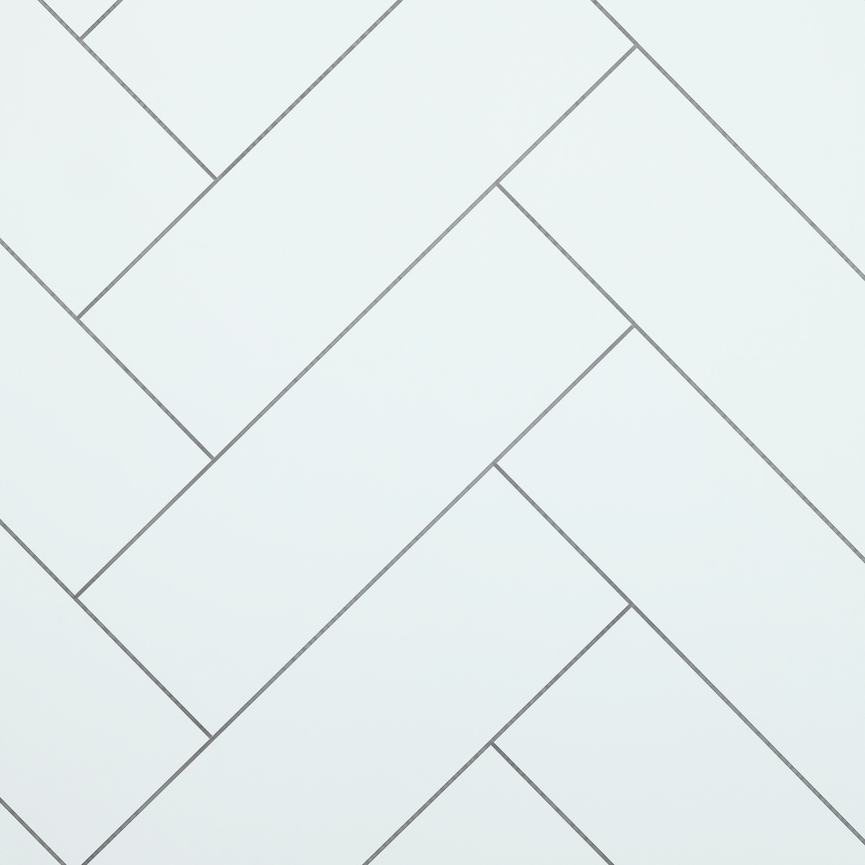 Mur de douche en PVC effet céramique à motif chevron blanc 48 po x 96 po