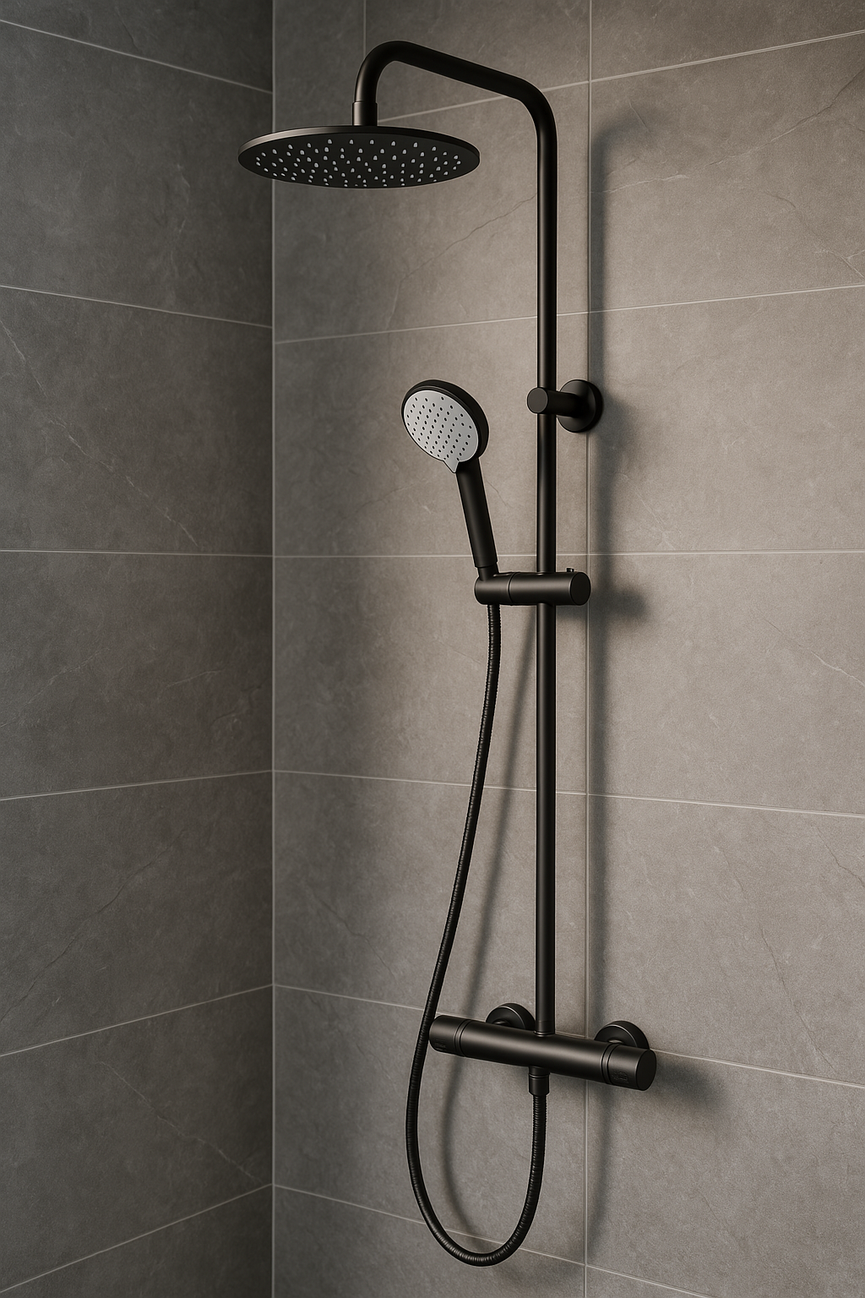 Colonne de douche - Rond noir mat